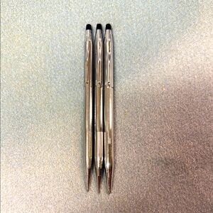 Silver Ballpoint Cross Chrome Pen and Pencil Set  Vintage 1975